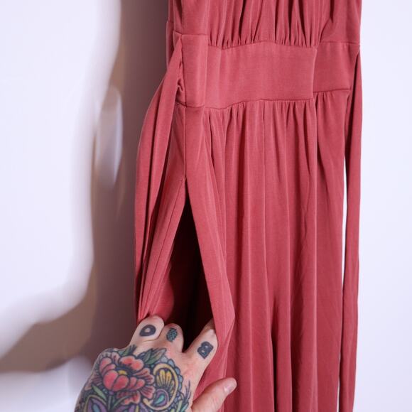 MOULINETTE SOEURS Eremita Halter Jumpsuit Dusty Rose Pleated Tie Back Women's XS - Picture 6 of 15